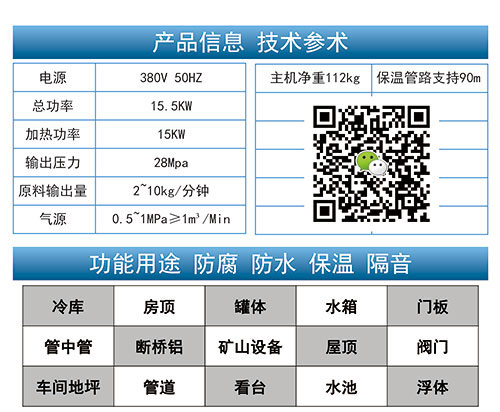樓房外墻保溫層發(fā)泡聚氨酯噴涂設(shè)備(圖2) 發(fā)泡聚氨酯噴涂設(shè)備JNJX-Q30技術(shù)參數(shù)